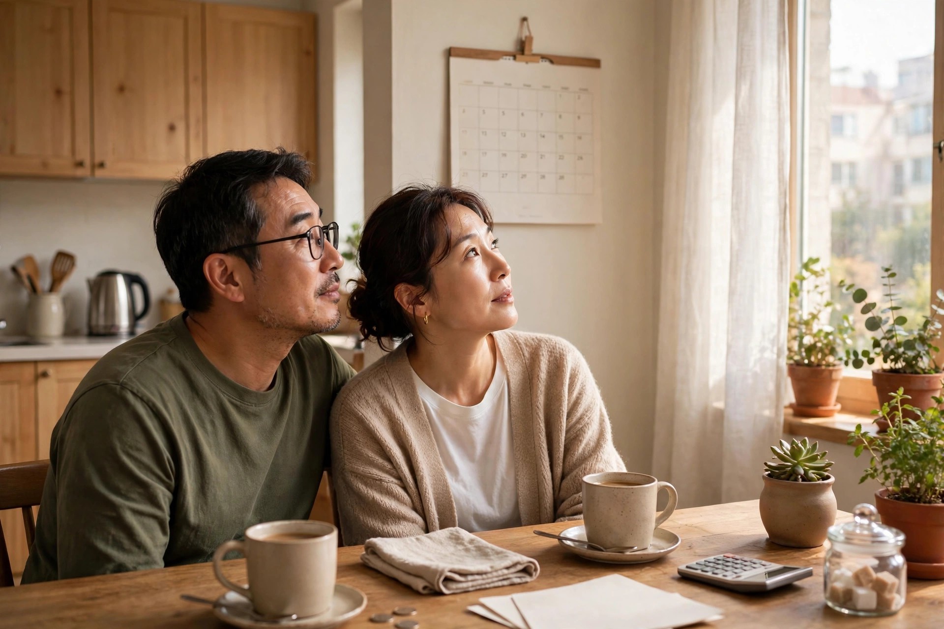월별 카드 할부 결제 계획을 세우는 40대 부부