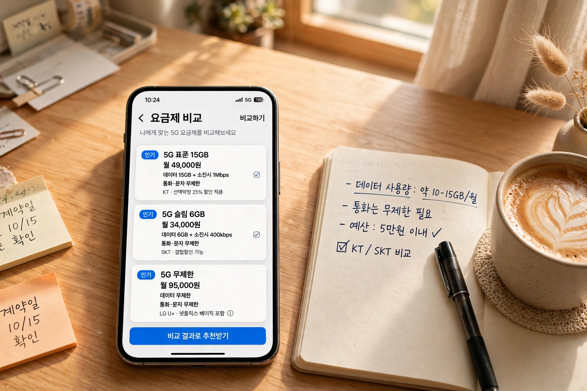 알뜰폰 요금제 비교 화면